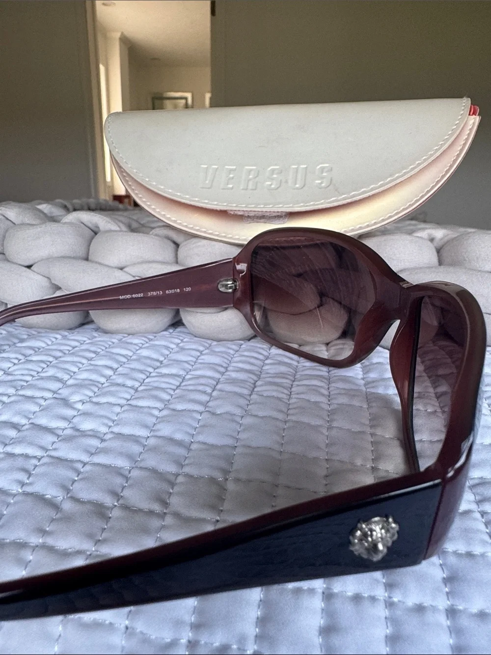 Versus Versace Black Oversized Sunglasses with White Case
